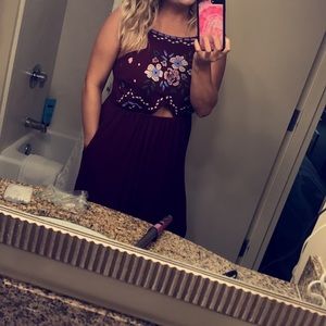 maroon maxi dress